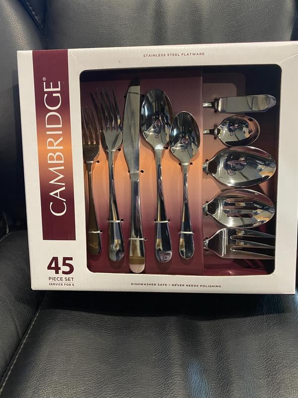 Set Di Posate Cambridge Silversmiths Rhiannon, 45 Pezzi, Finitura Satinata, Per 8 Persone, Con Pezzi Da Portata