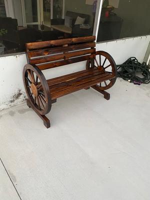 Best Choice Products 2 Person Wooden Wagon Wheel Bench For Patio Garden Outdoor Lounging W Rustic Design Brown Walmart Com Walmart Com