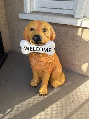 Mainstays Welcome Dog Large Resin Outdoor Garden Statue, Weather