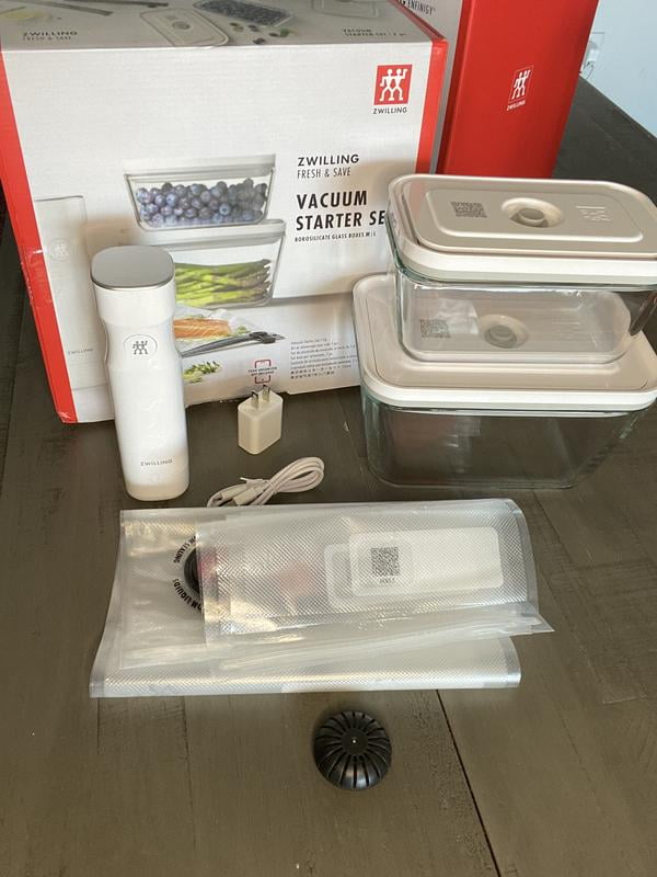 保存容器・ケース ZWILLING FRESH & SAVE VACUUM STARTER SET ZWILLING Fresh and Save White Food Vacuum Sealer 7-Pieces