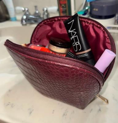 Cosmetic Travel Bag, Wine Red, Women Zipper Pouch, 1 Count
