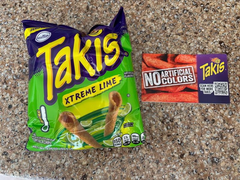 Takis Xtreme Lime Rolled Tortilla Chips, 3.25 oz Snack Size Bag
