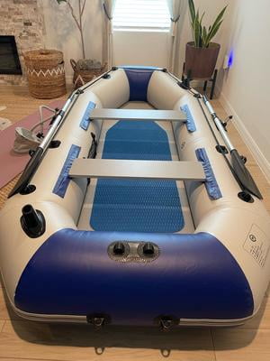 Pro Marine 7.5 ft Inflatable Fishing Boat Set with Aluminum Oars