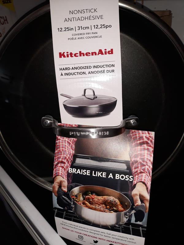 KitchenAid Casserole Antiadhésive à Induction en Aluminium Anodisé Dur avec Couvercle, 2 Pintes, Noir Mat