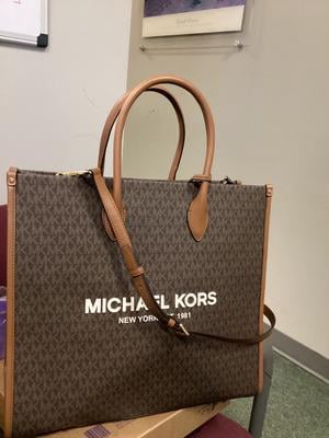 Michael Kors Womens Mirella Large Tote Crossbody Bag Brown MK
