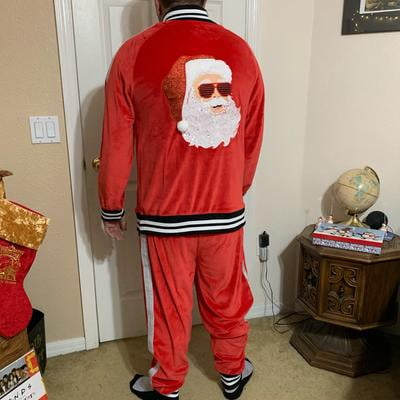 Jolly Knits Men's and Big Men's Velour Christmas Track Jacket and