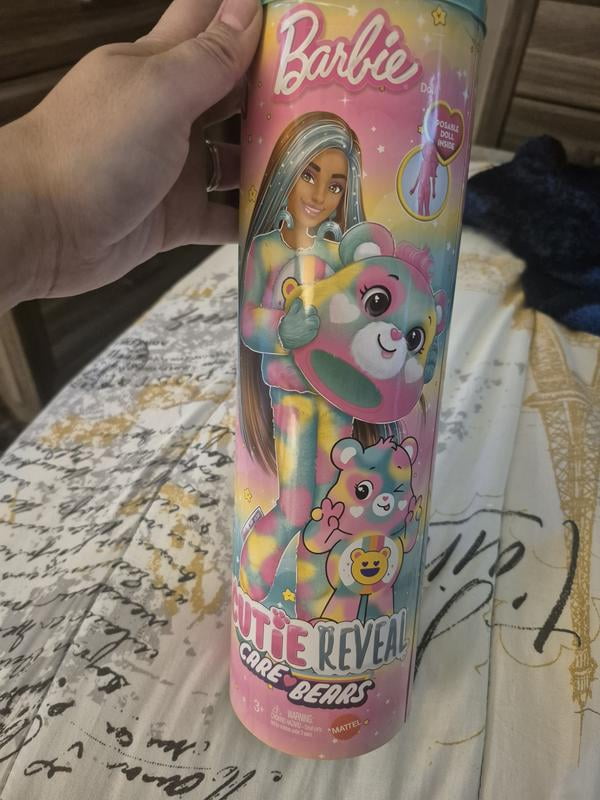 Barbie Cutie Reveal Care Bears Serie 2 Good Vibes Bear Con 10 Sorpresas, Cambio De Color Y Osito Miniatura