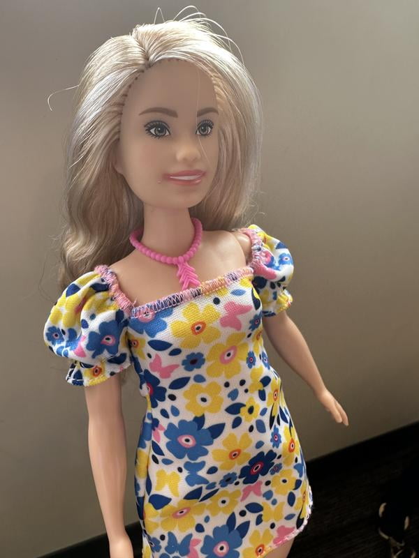 barbie fashionistas doll #208 with down syndrome wearing floral dress Barbie Fashionistas Doll #208: Barbie Doll With Down Syndrome Wearing  Floral Dress main image 1