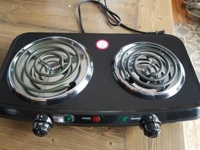 Mainstays Double Burner, 120V~ 1800W, Portable, Easy to Cook, Elegant  Classic Design, 3.28 lbs 
