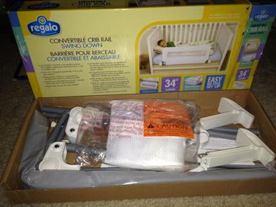 regalo convertible swing down crib rail