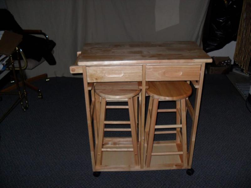 Space Saver Drop Leaf Table With 2 Round Stools Walmart Com Walmart Com
