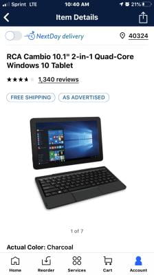 Rca Cambio 10 1 2 In 1 Quad Core Windows 10 Tablet Charcoal