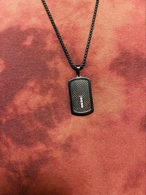 American Exchange Stainless Steel Silver/Black Cross Dog Tag