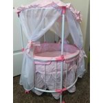 Badger Basket Royal Pavilion Round Doll Crib with Canopy and Bedding ...