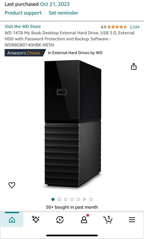 WD 4TB My Book Desktop External Hard Drive, USB 3.0, Password