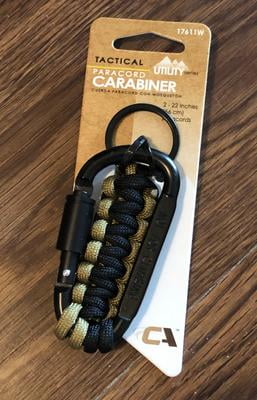 Utility Series Utility Tactical Carabiner with Paracord, Black and
