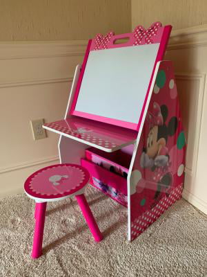 Disney Minnie Mouse Deluxe Kids Art Table Easel Desk Stool