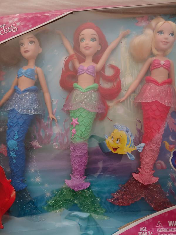Toy for 3 Year Olds and Up 3 Pack of Mermaid Dolls with Skirts and Hair Accessories Disney Princess Ariel and Sisters Fashion Dolls 
