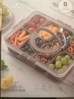 Cook With Color Taupe 8 compartment snackle box, charcuterie