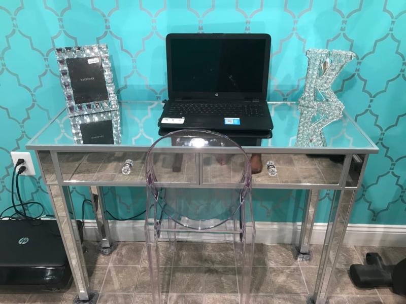 Convenience Concepts Gold Coast Mirrored Desk Vanity Com Gold Coast Mirrored Desk Vanity