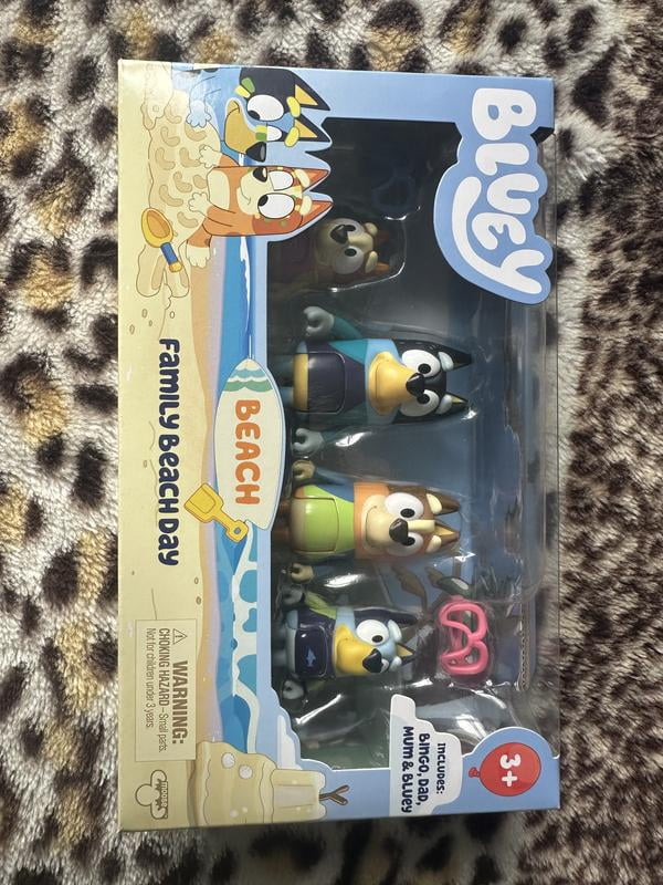 Bluey Family 4-Pack Beach Day Playset Figurines with Mom and