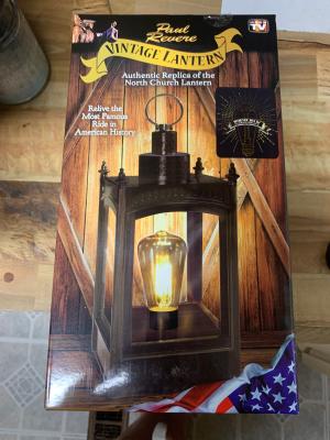 Large Rustic Brown Western Star Paul Revere Electric Lantern Lamp