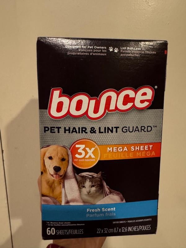 BOUNCE Pet Hair & Lint Guard Mega Dryer Sheets Fresh Scent, 210 ct