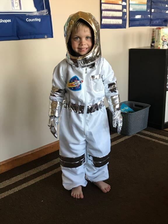 Childrens Astronaut Space Costume Space Pretend Dress Up Role Play Set for Kids Cosplay Ages 3-7 White