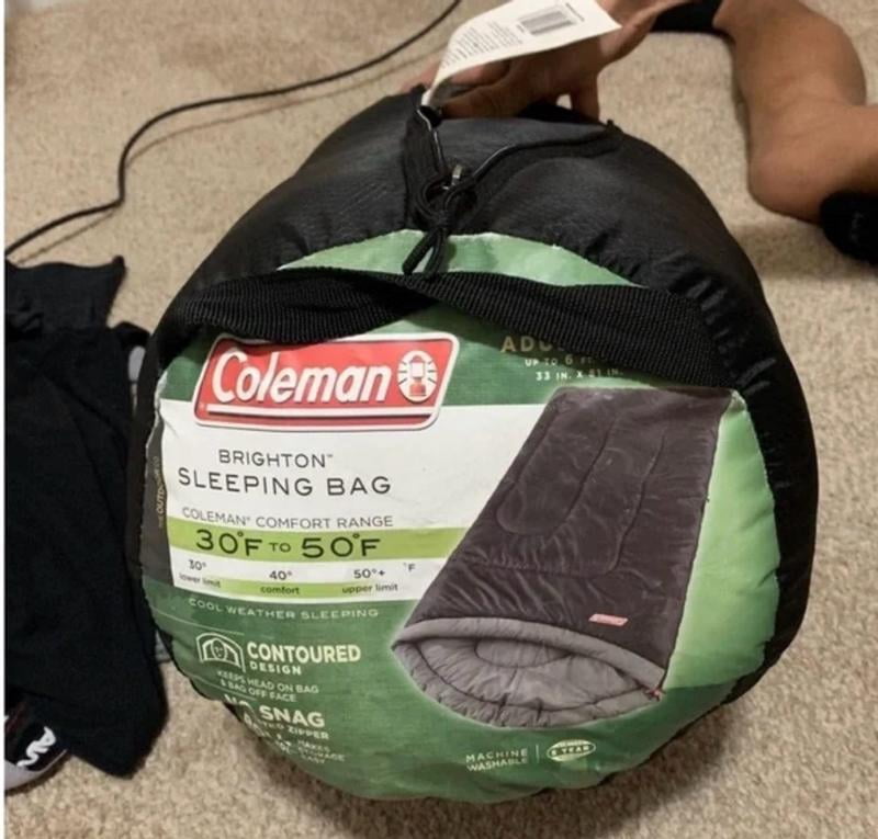 アウトドア寝具 Coleman COLDWEATHER OUTERBAG Coleman Grey Adult Sleeping Bag, 30-Degree Cold Weather, Semi