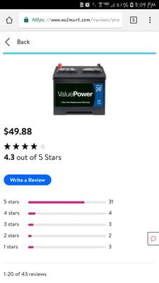 walmart 51r battery value power
