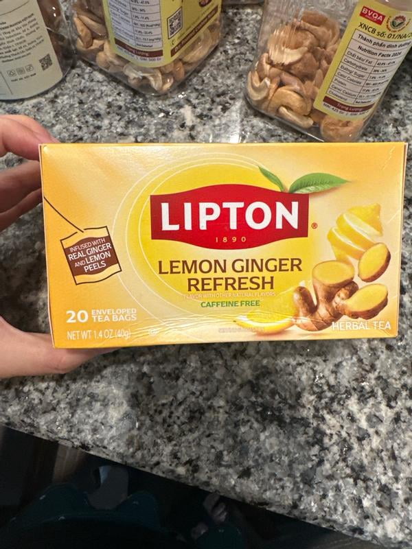 Lipton, Herbal Tea Bags, Lemon Ginger Refresh, 20 count, pack of 4