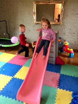 step2 naturally playful big folding pink outdoor slide for toddlers