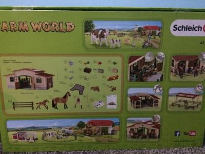 schleich stable with horses and accessories playset