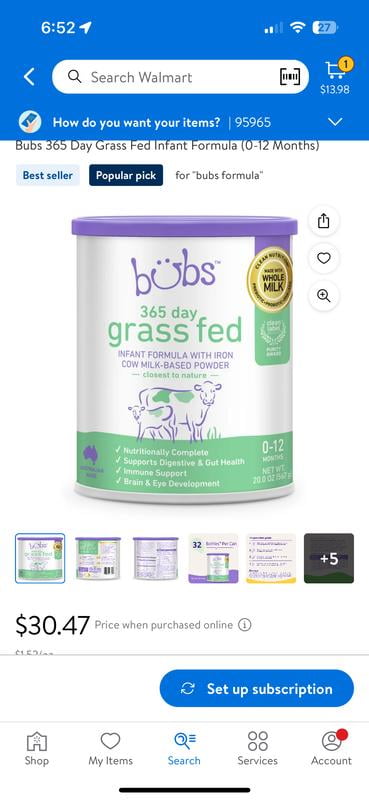 Customer reviews for Bubs 365 Day Grass Fed Whole Milk