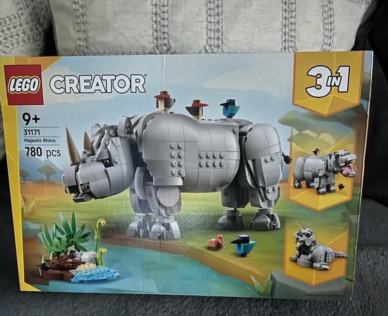 LEGO Wild Animals: Majestic Rhino with Birds, Ages 9+ - Gift for