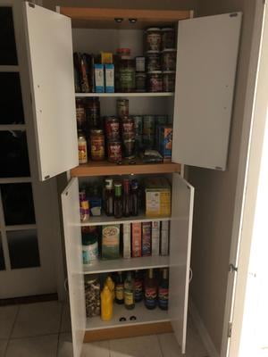 Kitchen Storage Pantry Cabinet Tall Cupboard Organizer 4 Door Wood Chocolate