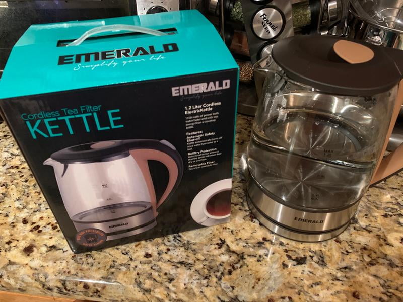 EMERALD EA1700KG Contemporary Office Electric Kettle + Hot Plate Tea Pot Set  – OASIS EMERALD L.L.C