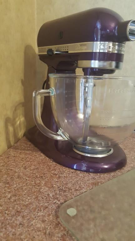 KitchenAid KSM155GBRI Artisan Design Series 5 Quart Tilt-Head Stand Mixer  with Glass Bowl, Raspberry Ice 