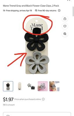 Mane Trend Gray and Black Flower Claw Clips, 2 Pack - Walmart.com