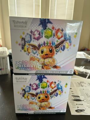 Pokemon Scarlet and Violet Prismatic Evolutions Elite Trainer Box, 2-Pack,  18 Booster Packs - Walmart.com