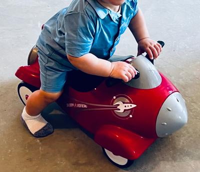 Radio Flyer Retro Rocket Ride-On Toy Rider for Toddler with Lights