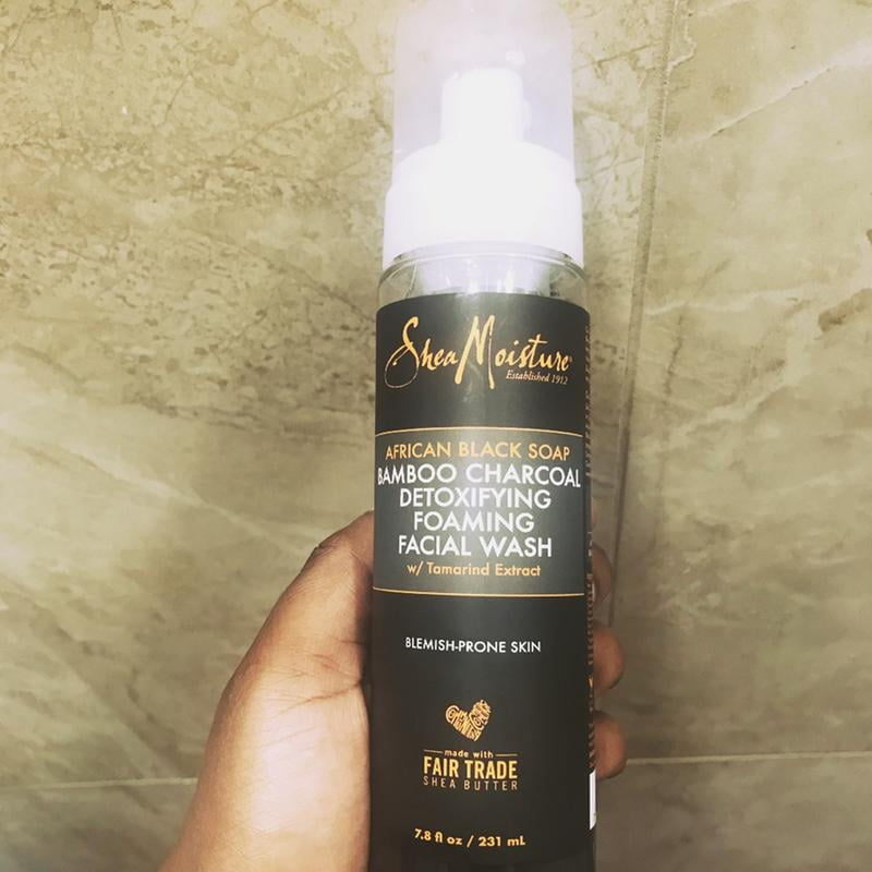 shea moisture african black soap bamboo charcoal detoxifying foaming facial wash