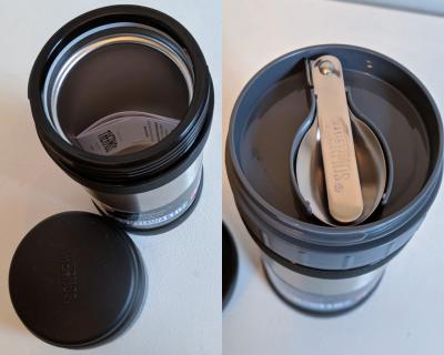 thermos with spoon in lid