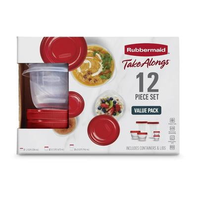Rubbermaid Takealongs 12 Piece Food Storage Set, Red, Microwave