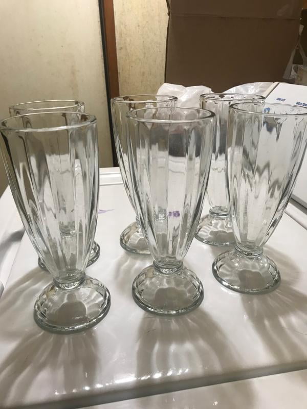 Chris.W 6-Pack Milkshake Glasses Set With Stainless Steel Spoons – 12oz Clear Fountain Soda Dessert Glasses, Heavy & Dishwasher Safe - View #10