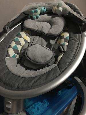 dream on me zazu cradling swing in grey and pink