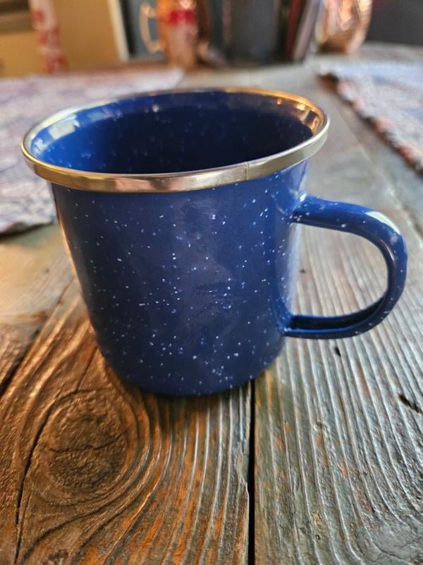 Coleman Enamel Mug, 12 oz, Blue Speckled Steel, Durable Camping