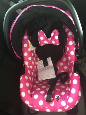 Beautiful pink polka dot Minnie mouse infant carseat cover
