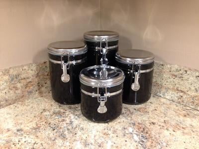 Anchor Hocking 4Pieces Ceramic Canister Set, Black - Walmart.com