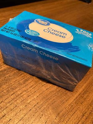 Great Value Cream Cheese 8 oz Brick, 2 Pack, Spreadable, Made from
